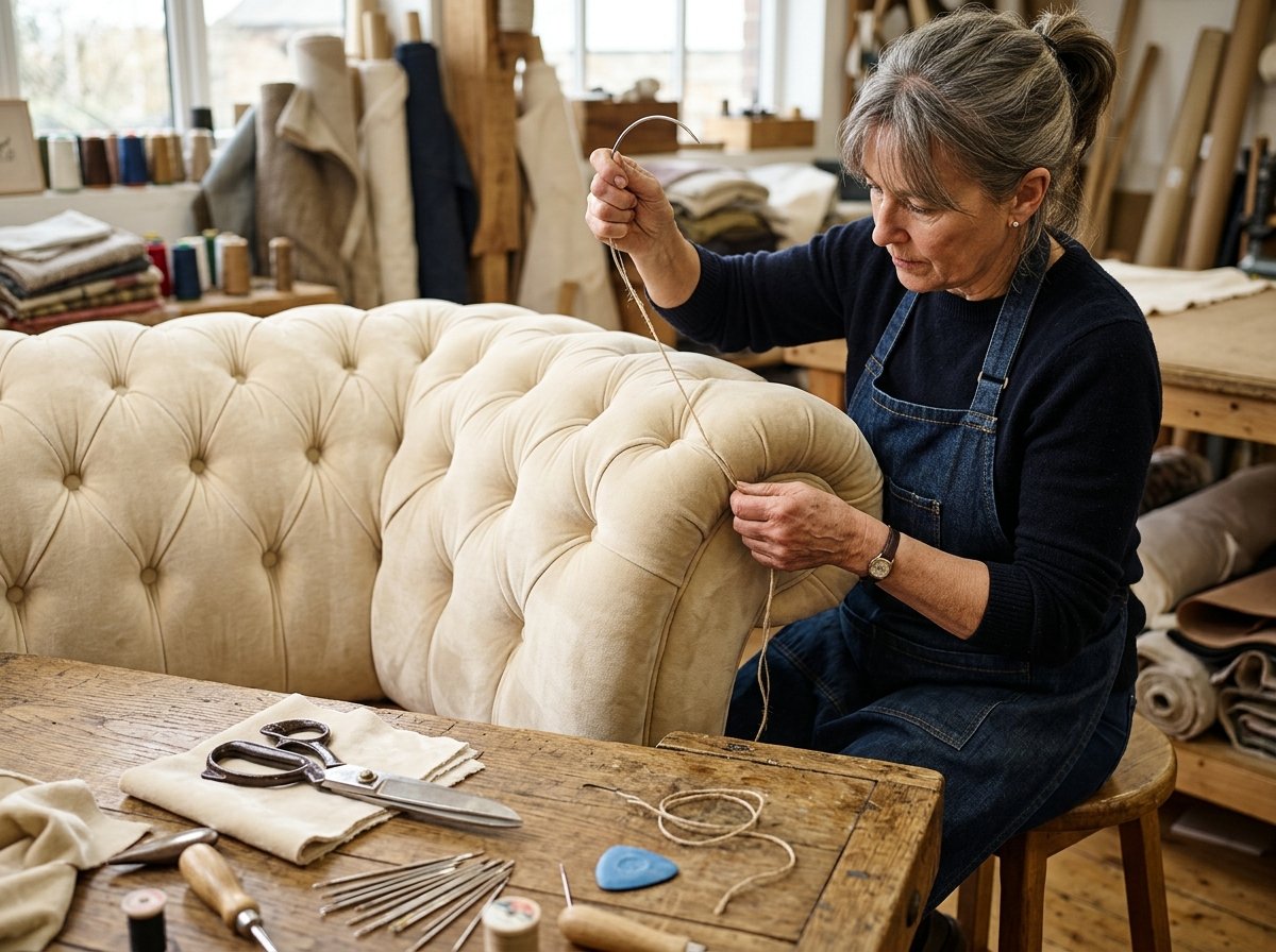 Artisan sofa reupholstery and custom tufting service in Ghaziabad